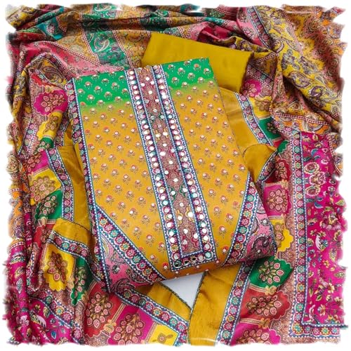 Leeli Peeri Designer Women's Crape Printed Unstitched Salwar Suit Dress Material