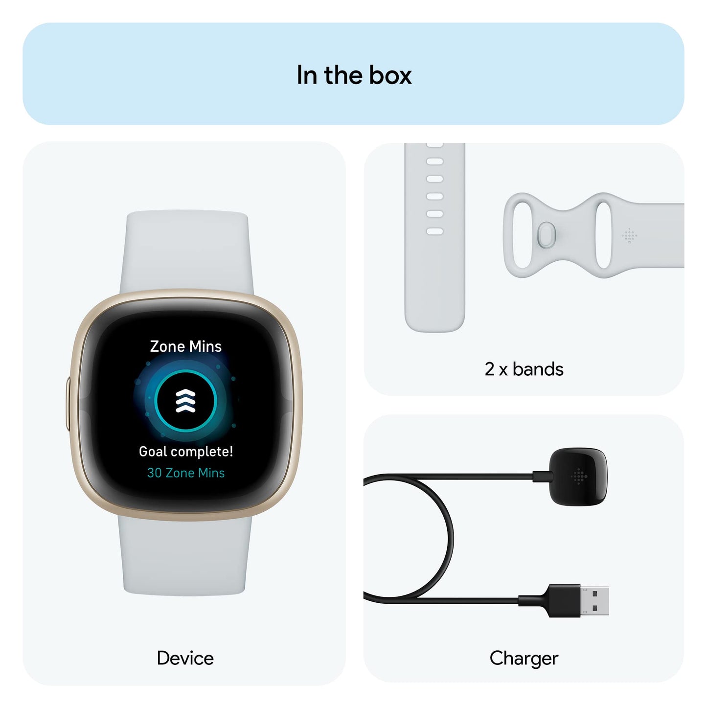 Fitbit Sense 2 Health & Fitness Watch (Blue Mist/Soft Gold Aluminium) with 6-Month Premium Membership