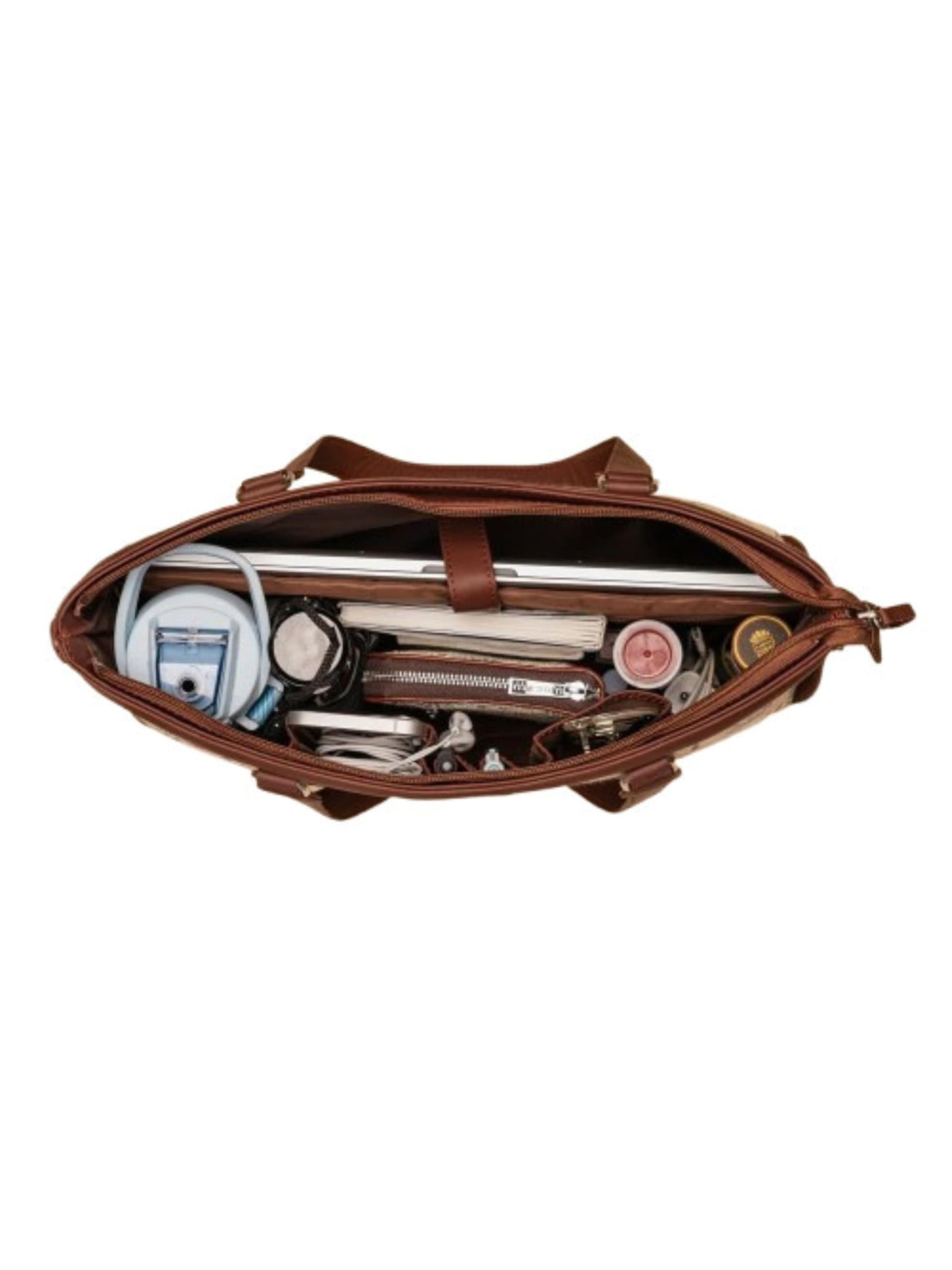 ZOUK Women's Office Bag With External Pocket and Double Handles Shoulder Strap | Assam Tapestry