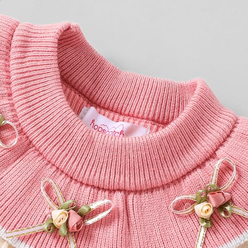 Hopscotch Girls Pink Full Sleeves Bow Applique Dress for Age (18-24 Months)