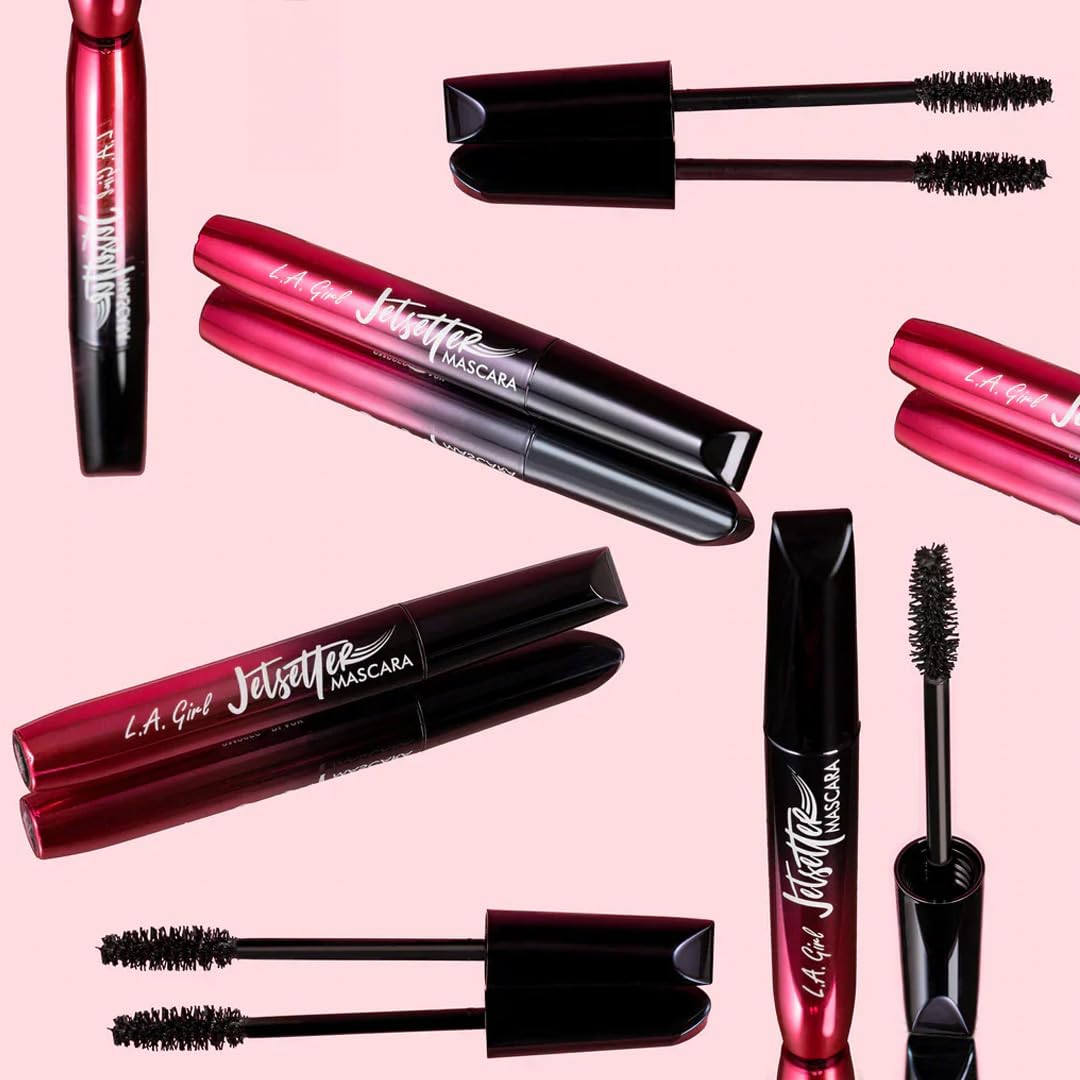 L.A. Girl Jetsetter Mascara - Smudge-Proof, Waterproof, Long Lasting, Quick-drying, Curling Mascara For Eye, Black, 9g
