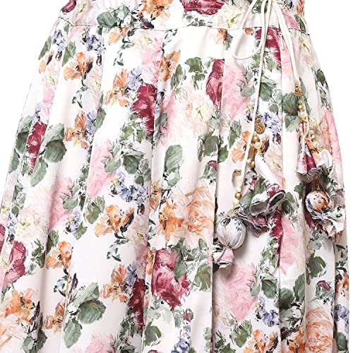 BIBA WOMEN PRINTED FLARED SALWAR KURTA DUPATTA(SKDROSE BOW8586_OFF WHITE_42)