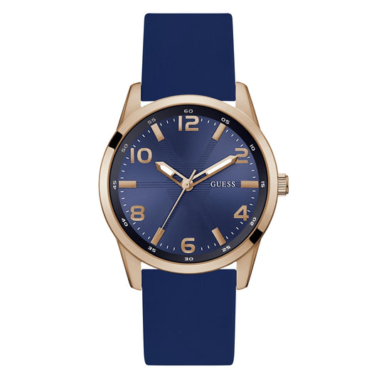 GUESS Silicone Analog Blue Dial Men's Watch-Gw0805G3, Band Color:Blue