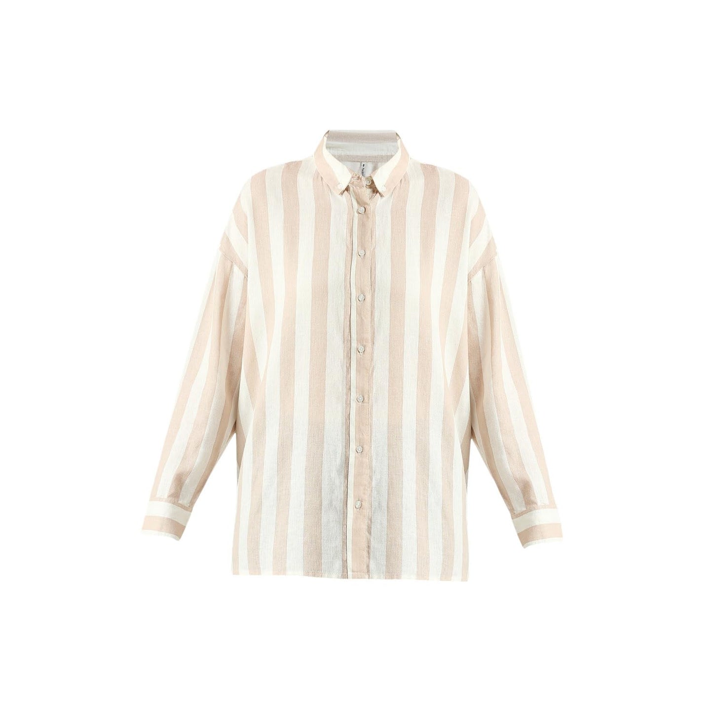 Pepe Jeans Women's Striped Relaxed Fit Shirt (PL304899_Beige