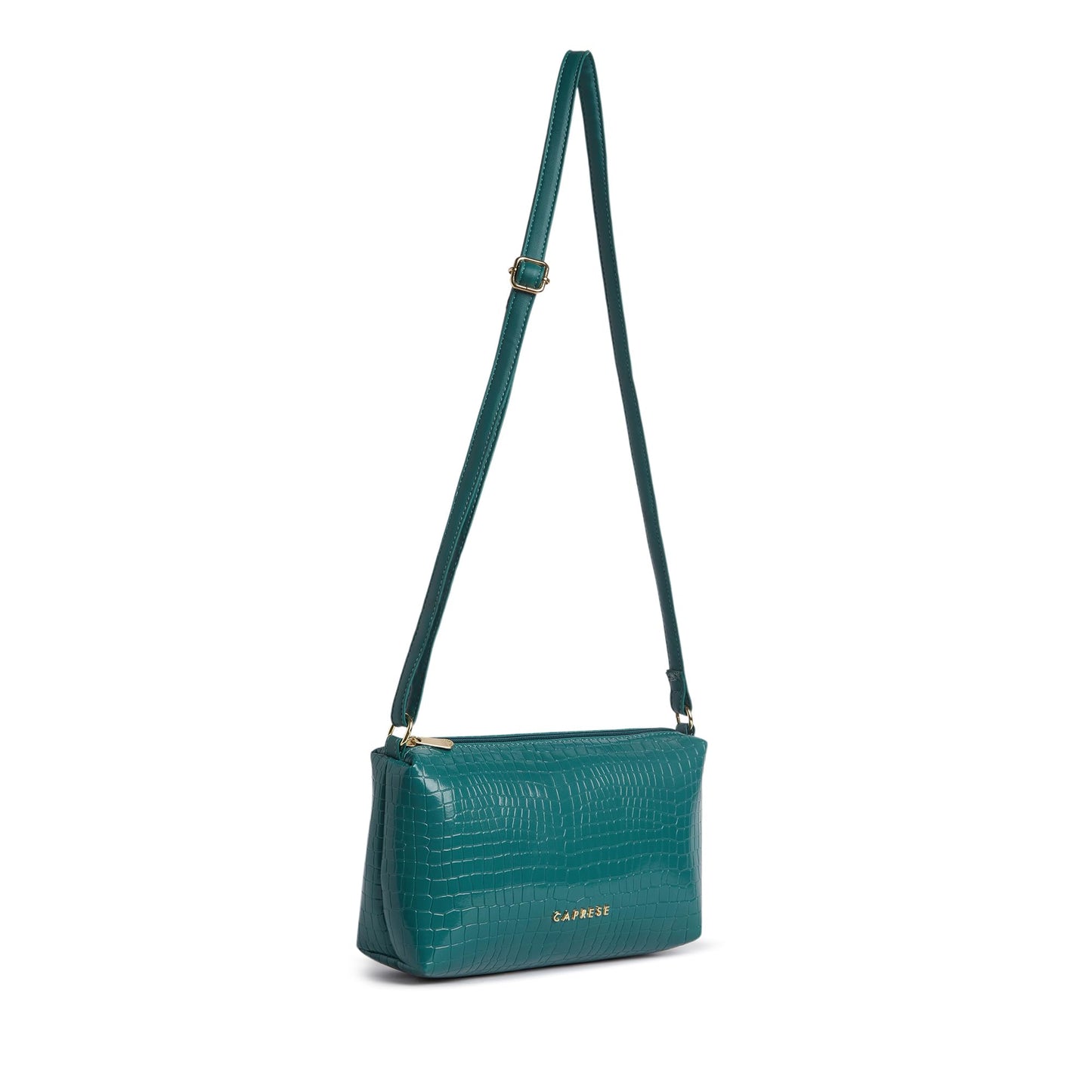 Caprese Suzie Sling Medium Bag for Women | Stylish Sling Bag with Adjustable Strap, Secure Zip Closure for Comfortable Wear | Versatile Handbag for Everyday Use, Travel & Special Occasions (Teal Blue)