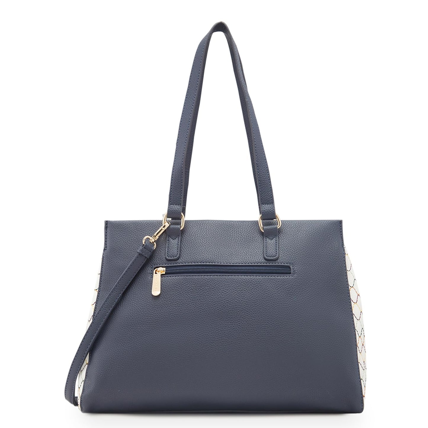 Caprese Shane Satchel, Navy-Large | Sleek Solid Designed Shoulder Bag for Women with Adjustable Sling Strap | Easy Back Access Pocket & Spacious | Perfect for College & Office Use