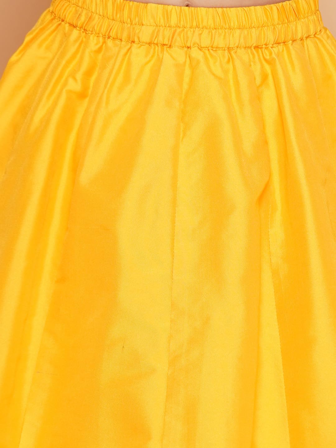 Bitiya by Bhama Girls Yellow Floral Print Top & Shrug With Ready to wear Skirts