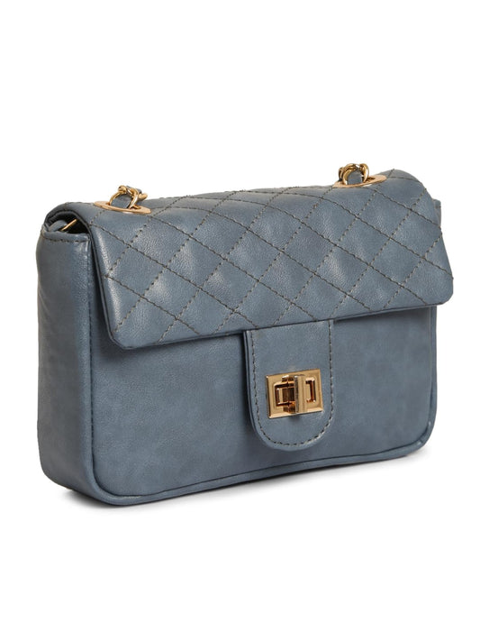 RASHKI SOFFIO - Womens Vegan Leather Slingbag | Spacious Compartment | Metalic chain (BLUE)