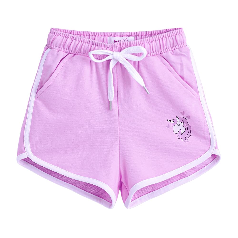 Hopscotch Girls Regular Purple Cartoon Print Shorts for Ages (4-5 Years)