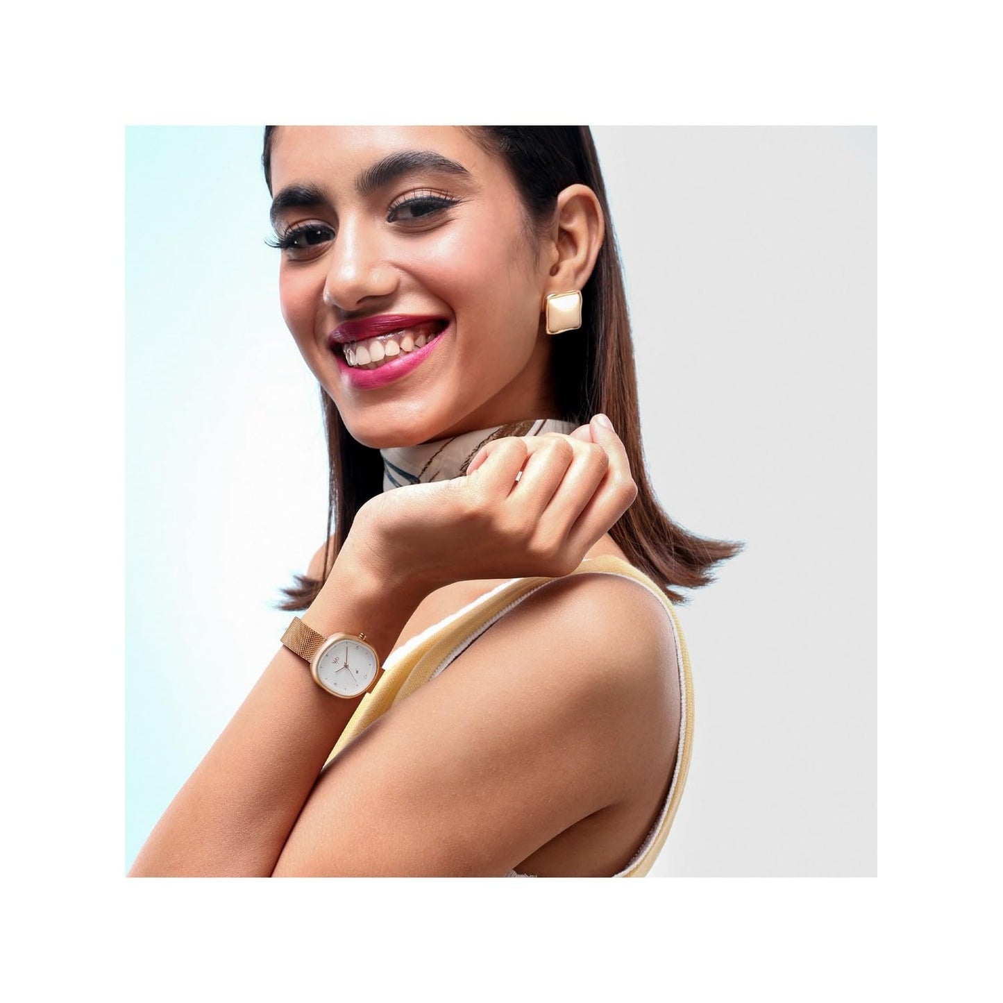 Fastrack Vyb 6.0 Muse Quartz White Shaped Dial Women's Watch | Stainless Steel Mesh Strap Material | Watches for Women Analog | Girl's Analog Watches - FV60087WM01