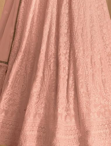 RUDRAPRAYAG Georgette and Santoon Embroidered Anarkali Gown for Women