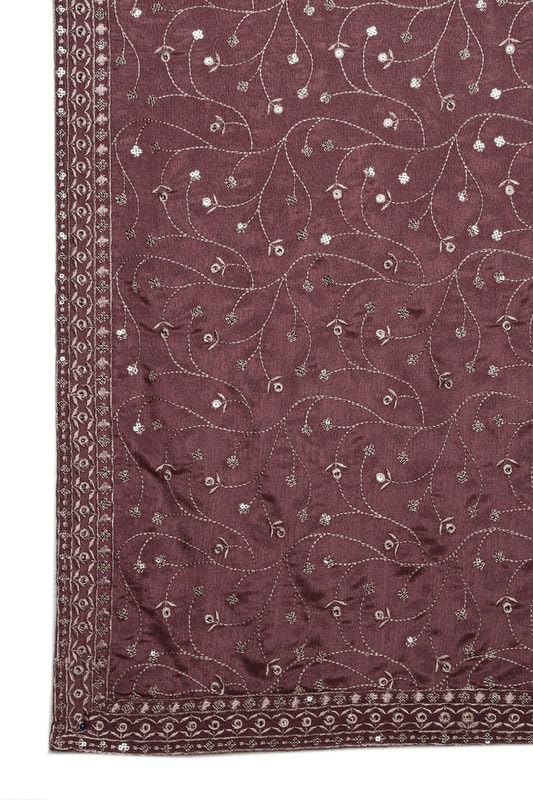 Soch Womens Mauve Yoke Embroidered Chinon Suit Set With Sequins