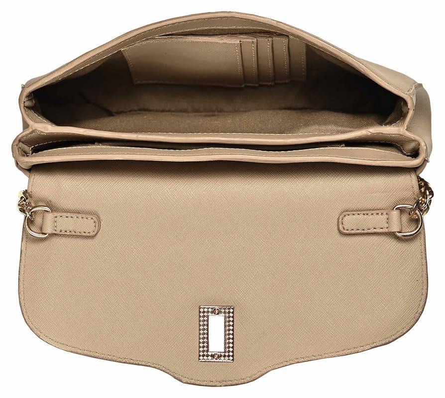 eske Rachel, the Chain Shoulder Bag | Vegan Leather Evening Purse for Women | Twist Lock Closure | 1 Main Compartment | Slip Pocket & 4 Card Holders | Gold Chain Strap | Small Party Crossbody