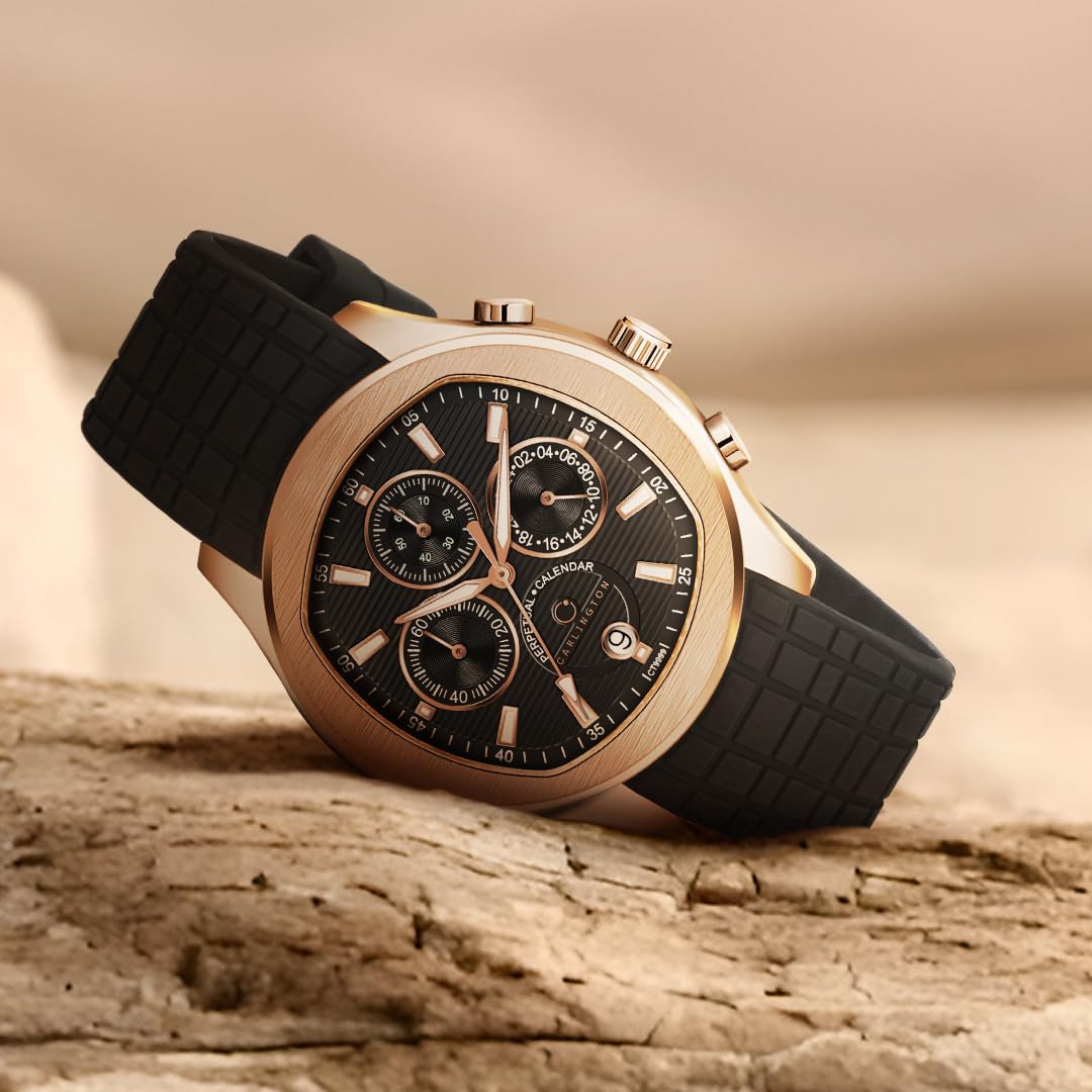 Carlington Legacy Series Analog Wrist Watches with Chronograph & Silicone Strap for Men - CT 9999
