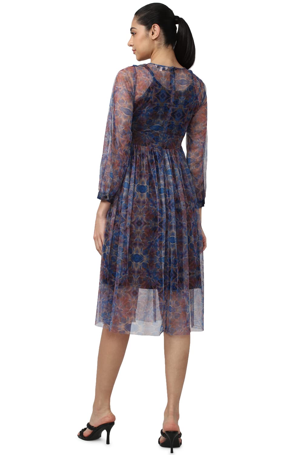 Van Heusen Women Knee Length Dress (VWDRERGFE63182_XL_Blue_XL)