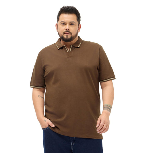 Urbano Plus Men's Dark Brown Solid Regular Fit Half Sleeve Cotton Polo T-Shirt (pluspolosolcntipp-03-dbrown-4xl)
