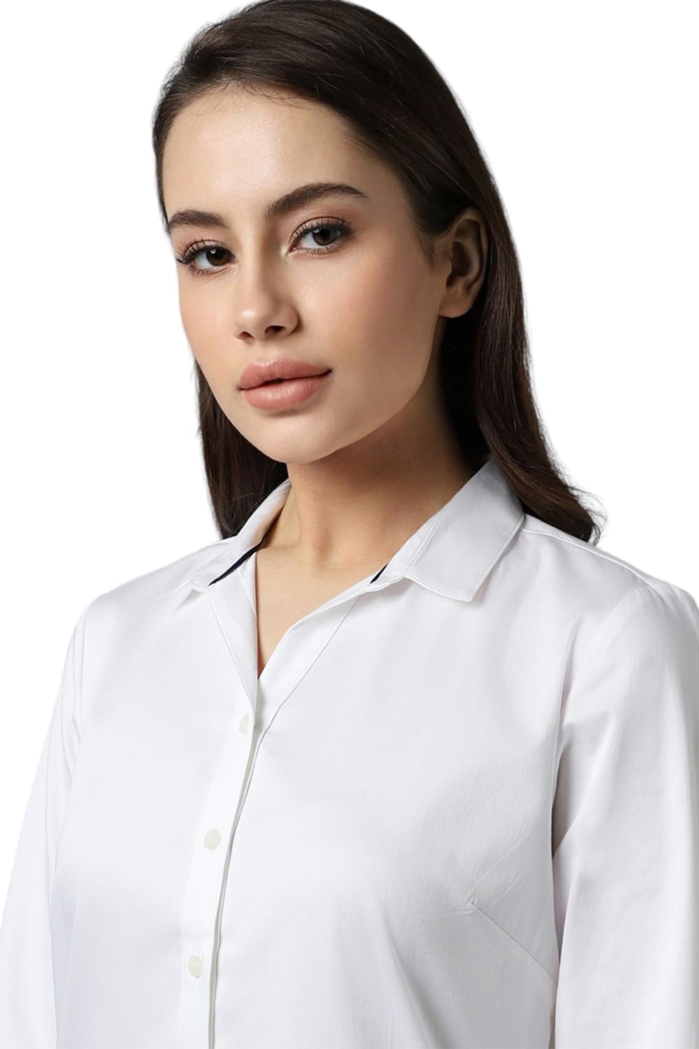 Allen Solly Women's Solid Regular Fit Shirt (AHSFCRGFT80330_White