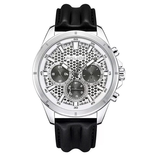 Police Quartz Multifunction Black DIAL Leather Strap Watch for Men-PLPEWJF2204104W
