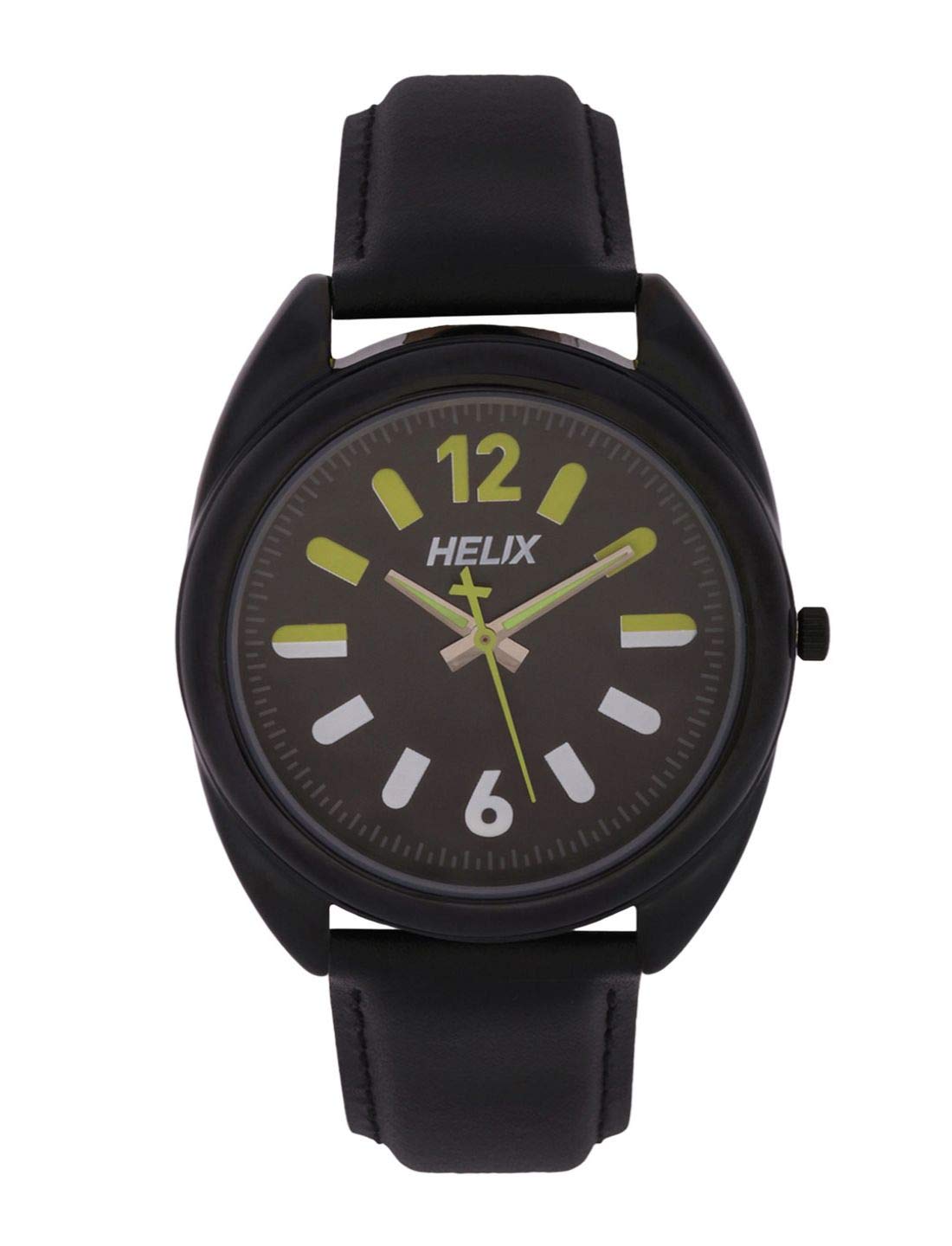 Helix Leather Analog Green Dial Men's Watch-Tw038Hg04, Band_Black