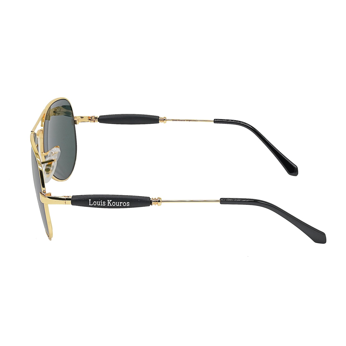 Louis Kouros Airomade Aviator Classic 3517 sunglasses | Gold Frame | Black Lens | Mirror Lens | 400 UV Protection | For Men & Women | Medium | 62 mm Lens Width