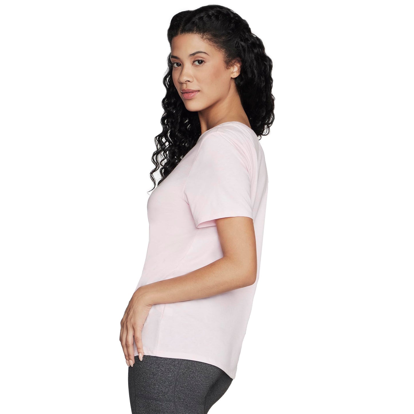 Skechers Womens Metallic Logo T-Shirt Pink Silver T-Shirts