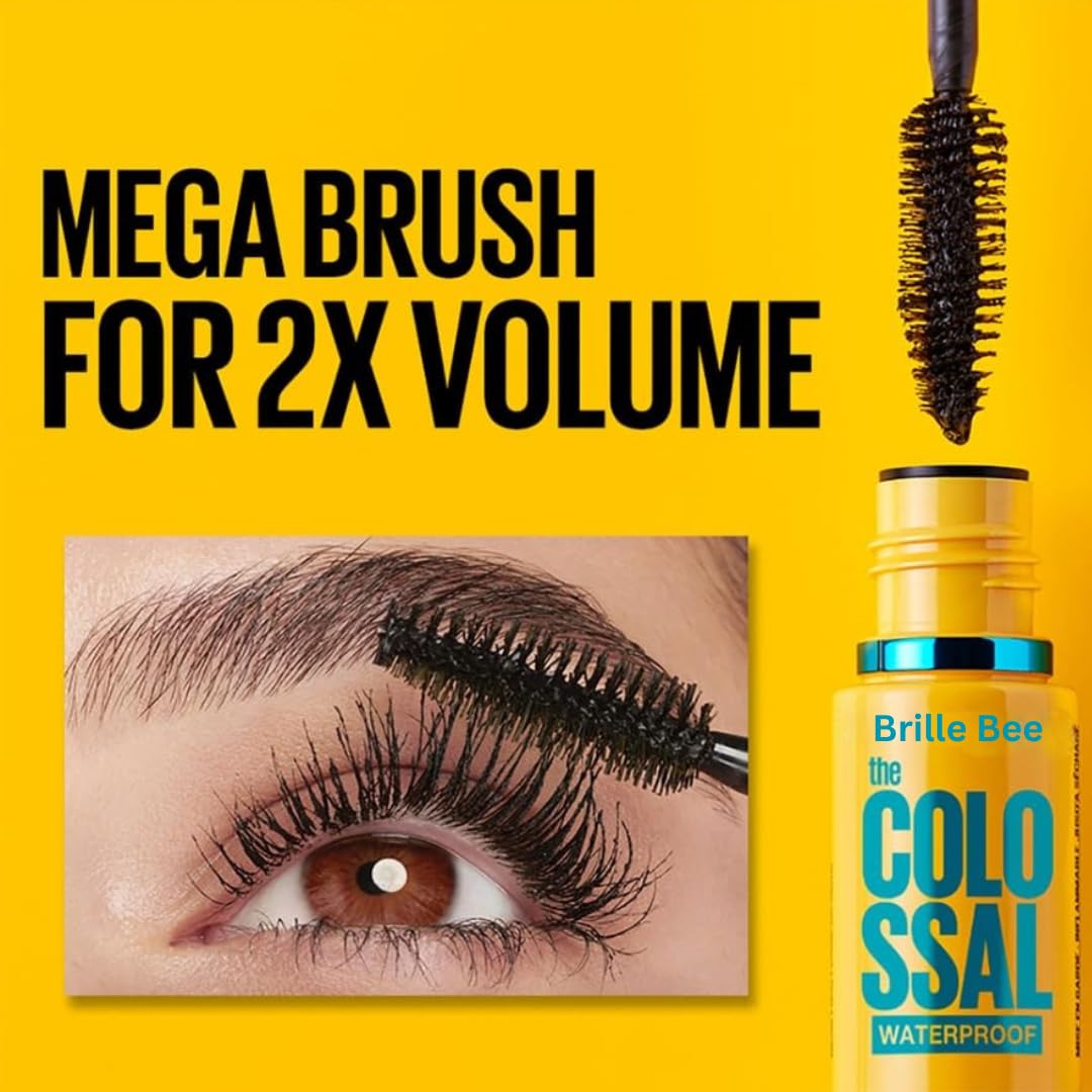 Colossal Waterproof Mascara, Volumizing Black Lash Makeup, Smudge-Proof & Long-Lasting Eye Makeup