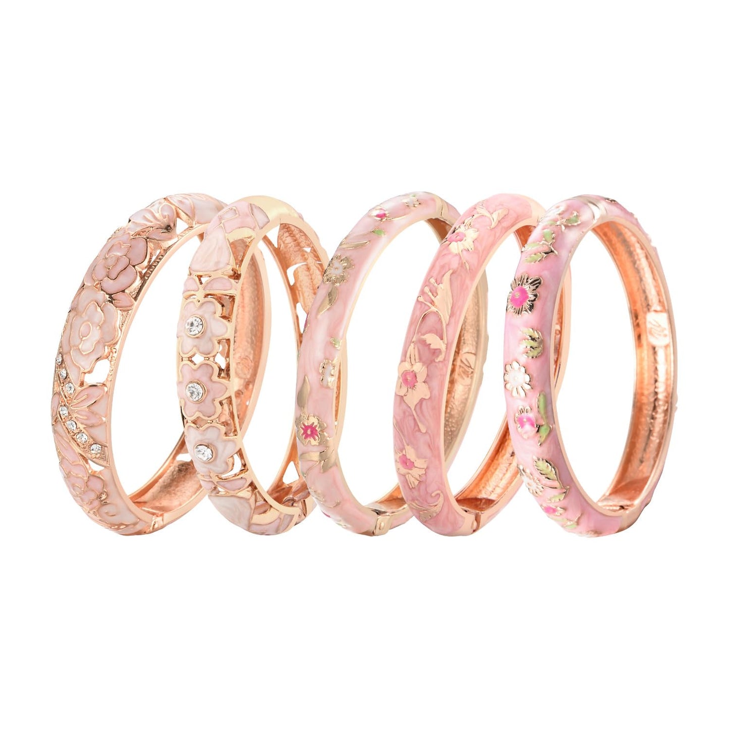 UJOY Enamel Pink Bracelet Bangle Set of 5 in Gift Box Fashion Accessories for Women Meenakari Bangle (Pink Set)