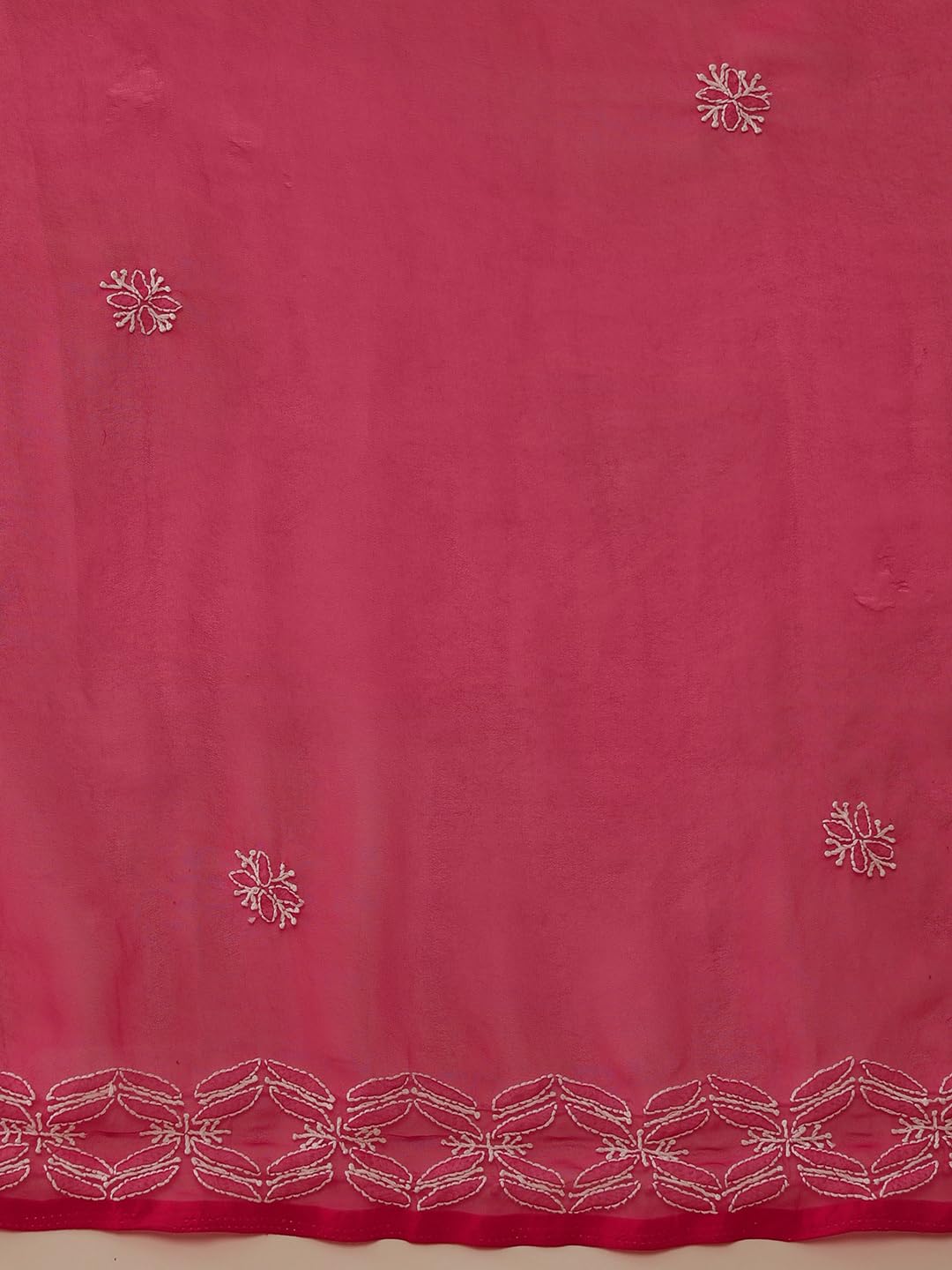 Ada Women's Hand Embroidered Lucknowi Chikankari Georgette Saree With Unstitched Blouse Piece A311379 Pantone Magenta