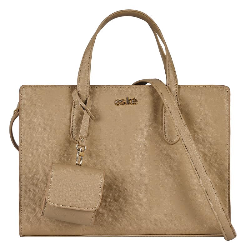 eske Amalia - Vegan Leather Solid Pattern Handbag for Women - Premium Handbags for Ladies, Brown