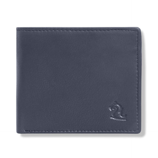 KARA Men's Blue Leather Wallet with 3 Card Holder Slot - Genuine Leather Wallets for Men