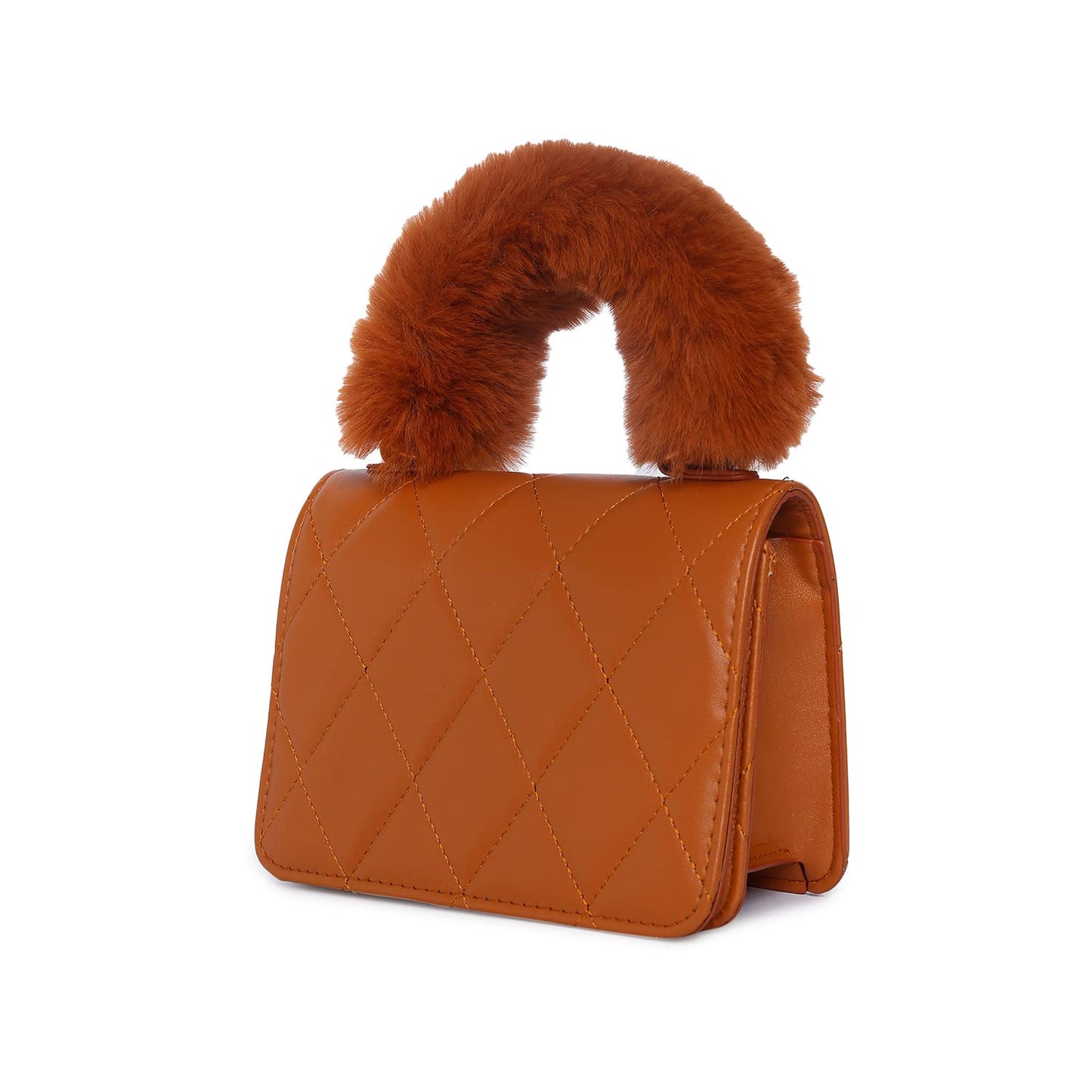 Haute Sauce Quilted Magnet Lock Hand Bag with Fur Handle (AZ_HSHB1012)