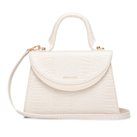 Miraggio Barbara Ivory Handbag for Women with Adjustable & Detachable Sling/Crossbody Strap