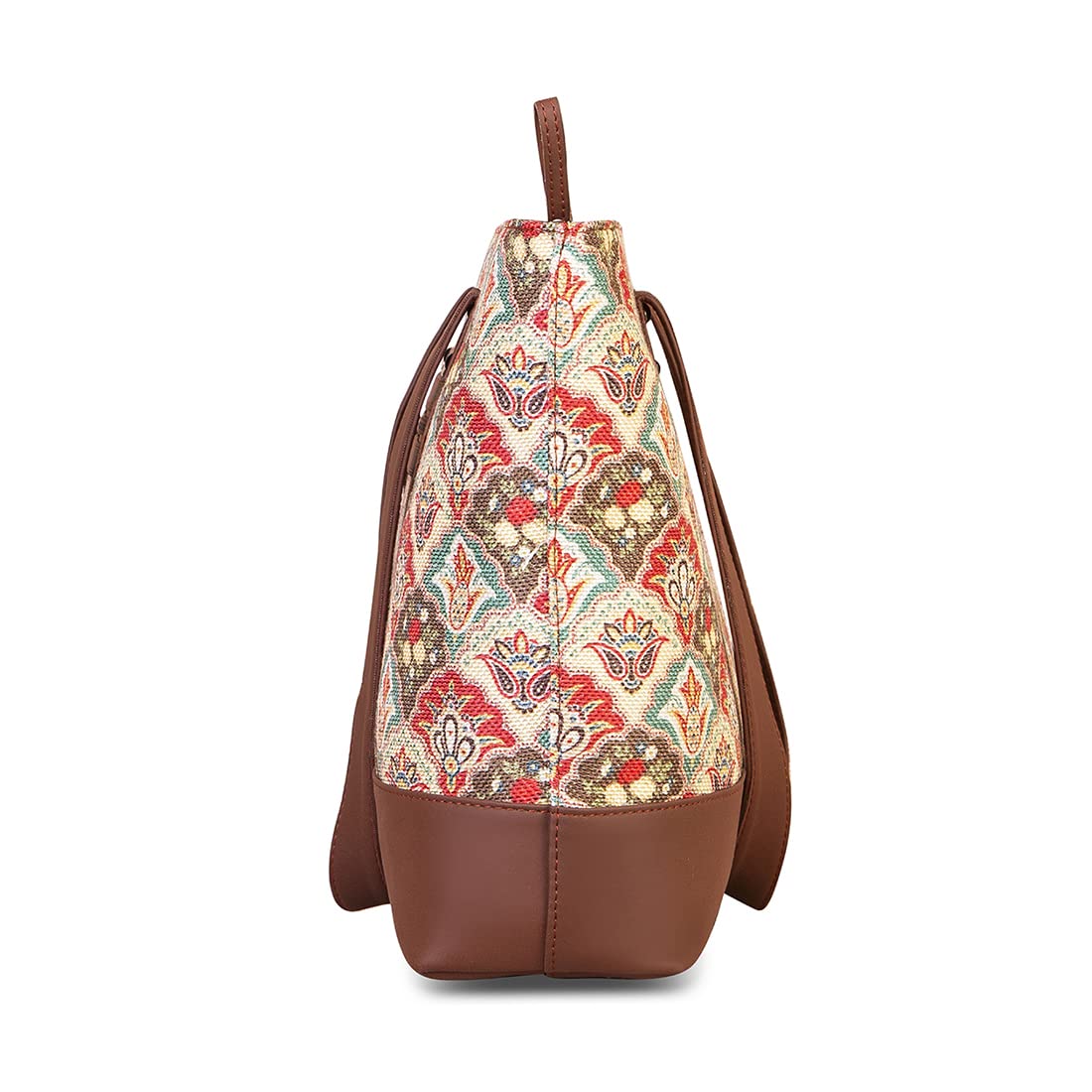 ZOUK Women's Handcrafted Mughal Art Multicolor Shoulder Tote Bag and Handbag for Office and College