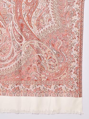 Zamour Faux Pashmina Soft Jamawar Woven Shawl for Men (Off White)