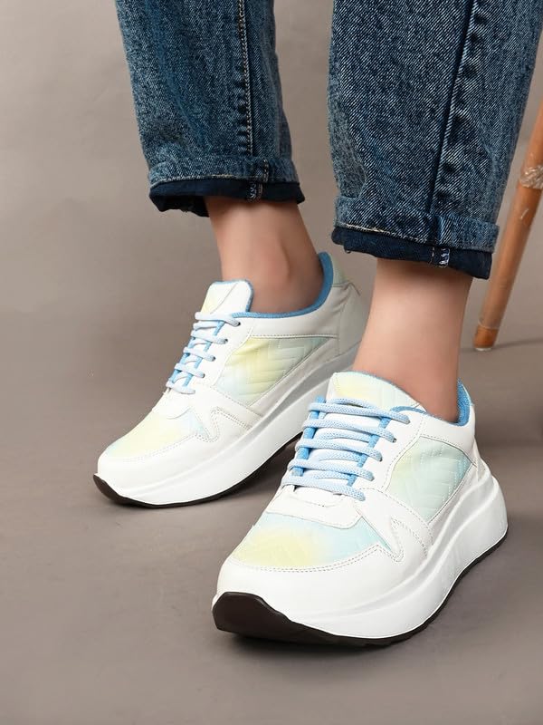XE Looks Women Printed Lace-Up Sneakers | Comfortable Lightweight Soft Sole Casual Shoes for Girls | Fashionable, and Stylish Design Footwear | Ideal for Walking, Running and Daily Use