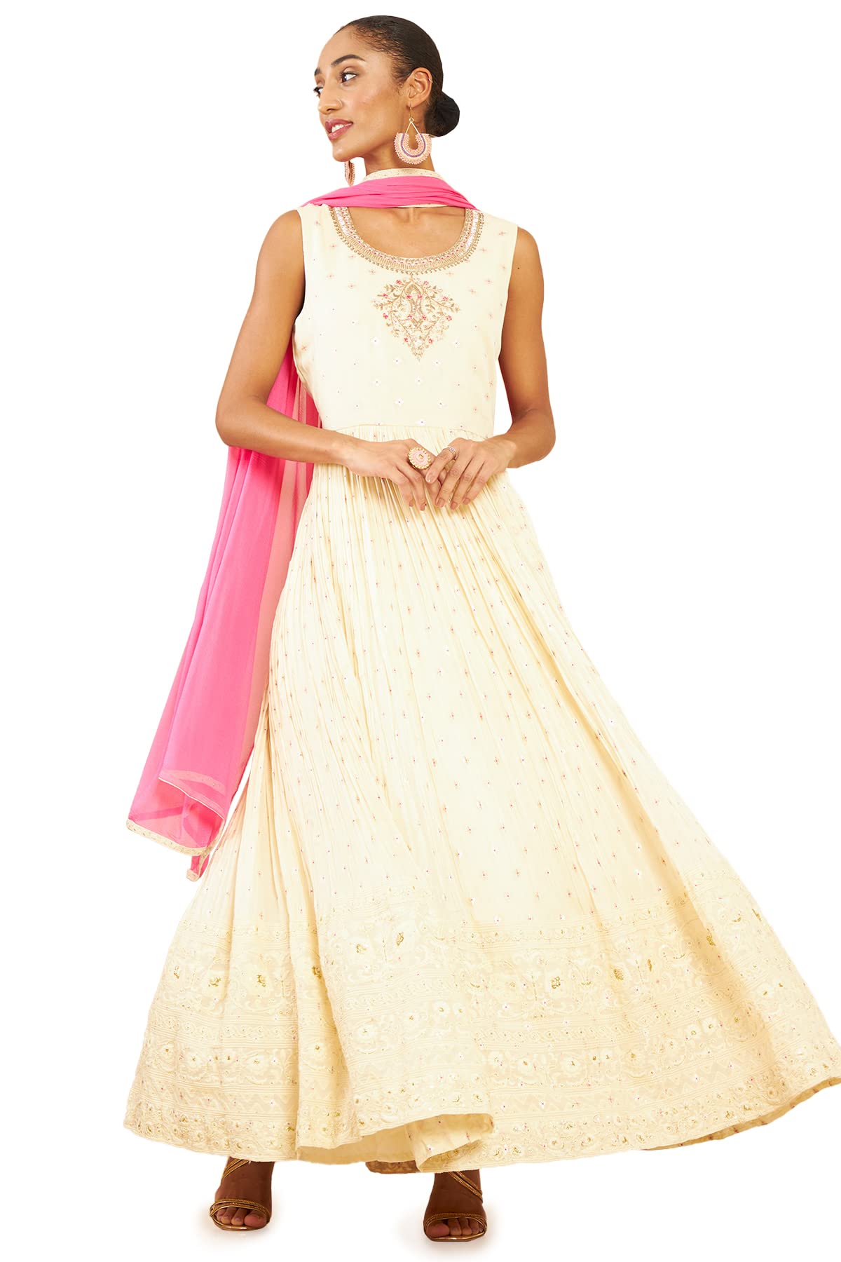 Soch Women Beige Georgette Gown