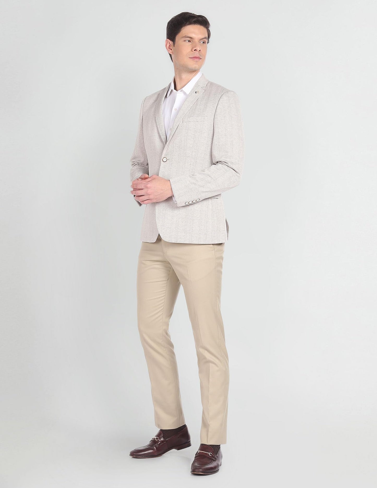 Arrow Men's Single Breasted Slim Blazer (ARAGBZ5003_Beige