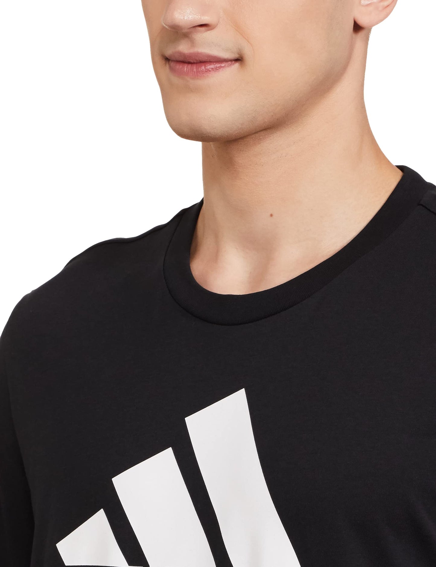 Adidas Men's Cotton Geometric Regular Fit T-Shirt (HS9688_Black/White M)