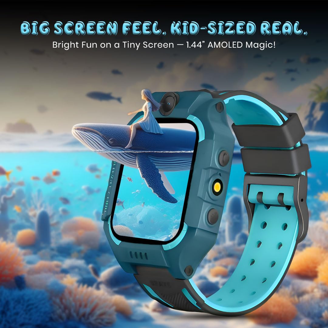 Melbon® 2G Sim Card SmartWatch for Kids, LBS Location Tracking, Voice Message, Cameras, 2G Voice Calling & Message, SOS, Geo-Fencing, Games - Perfect for Child Safety and Entertainment (Ocean Green)