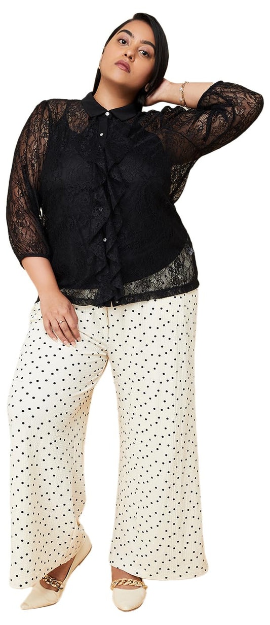 Max Women Plus Size Lace Blouse with Camisole (SR3106P_Blush)