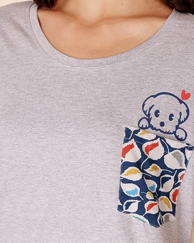 BODYCARE Women's Cotton Printed T-Shirt and Capri Set | Soft & Breathable Nightwear | Short Sleeves | Loungewear Co-Ord Set| BSCS16049_100 Multicolour