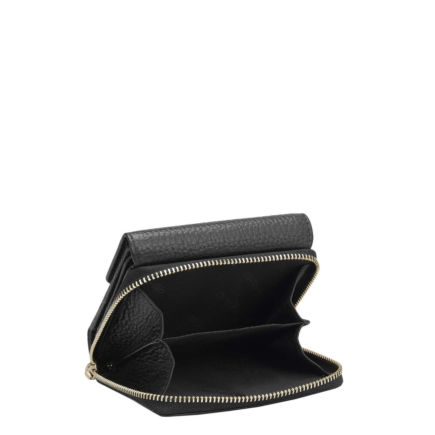Da Milano Genuine Leather Black Flap & Zip Womens Wallet (10033OL)