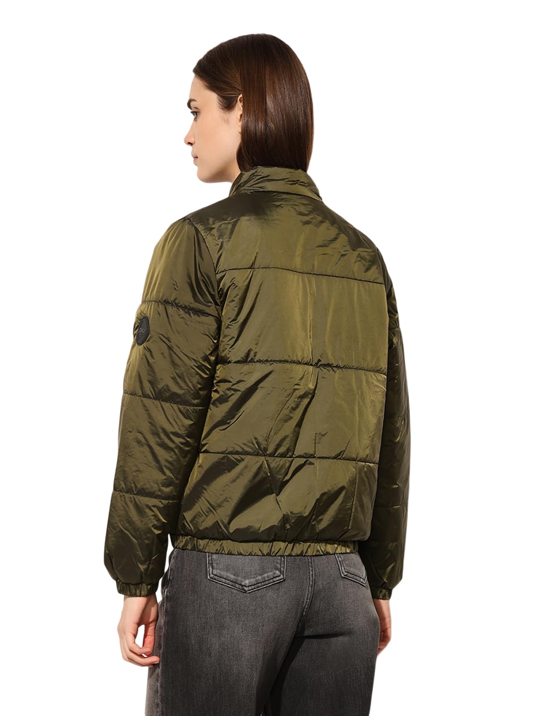 ONLY Women's Solid Regular Fit Green Jacket