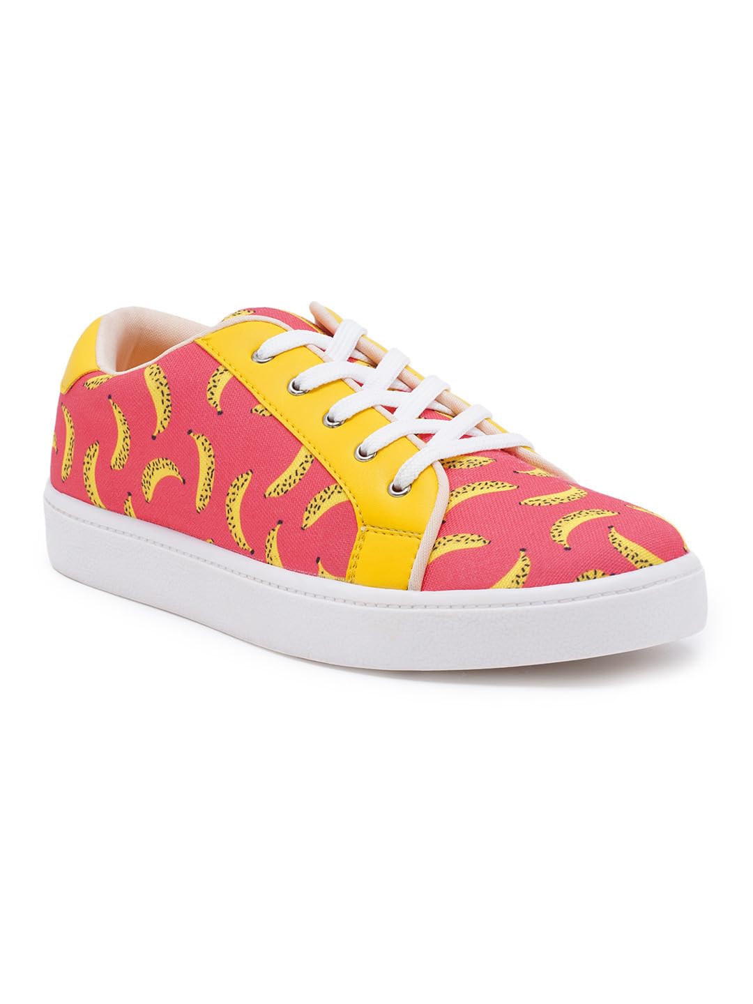 THE QUIRKY NAARI Peel Appeal Sneakers with Vibrant Banana Print | Orange