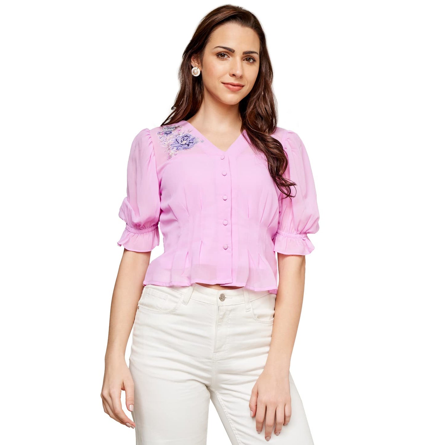 AND Women's Slim Fit Tunic Shirt (FW22AJ080TPG_Lilac XL)