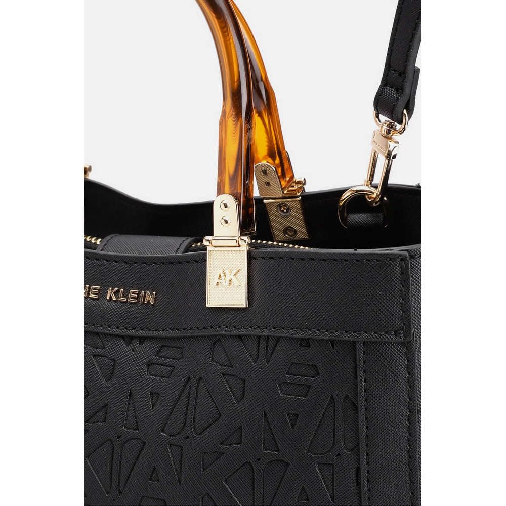 Anne Klein Faux Leather Zipper Closure Women's Satchel Bag (Brown, XL)