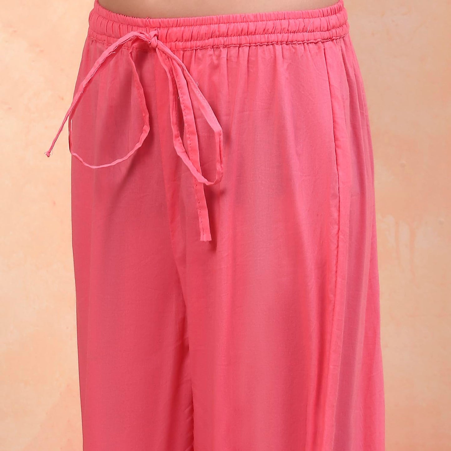 BIBA Girls Coral Tiered Cotton Printed Kurta suit set