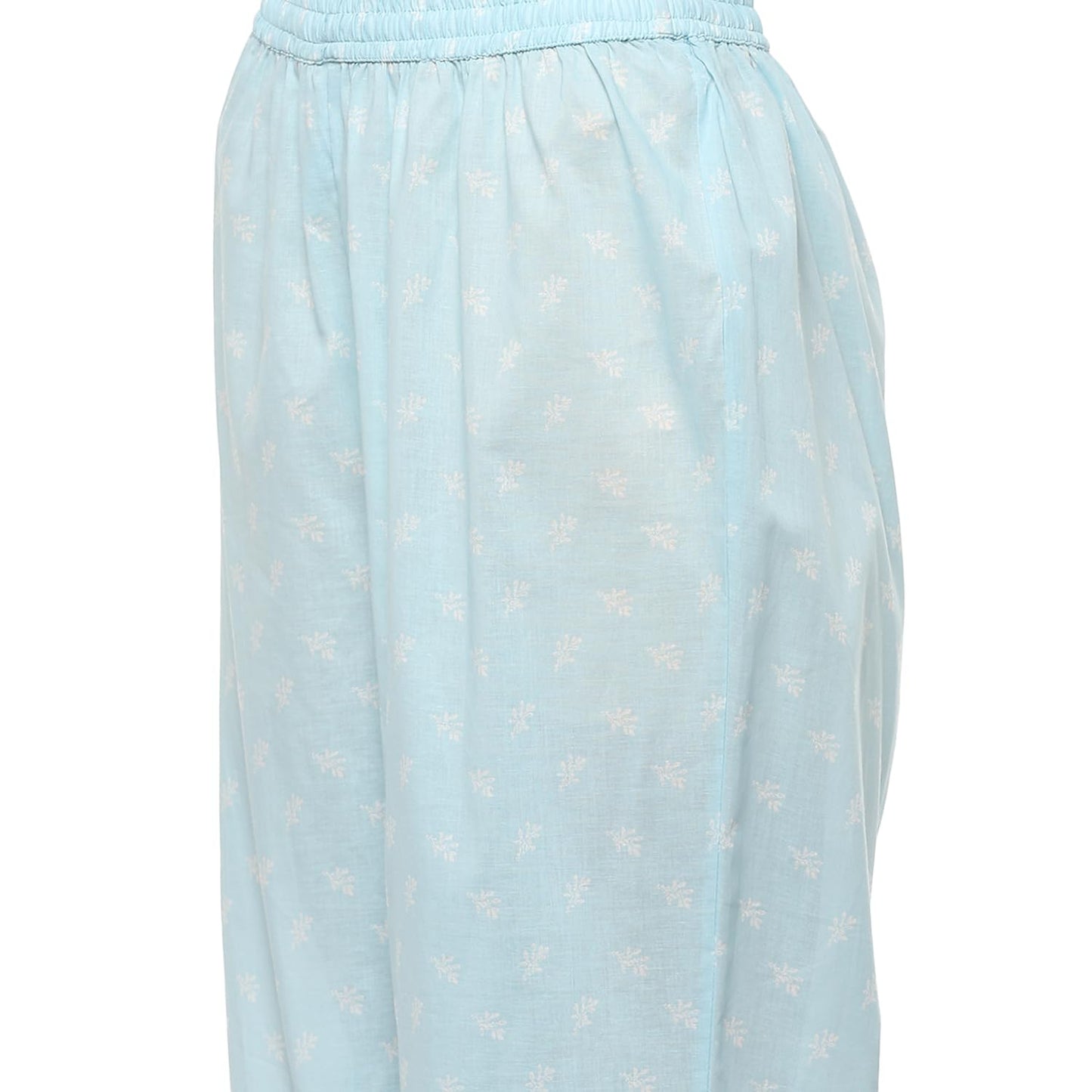 BIBA Women PRINTED LAYERED SALWAR KURTA DUPATTA(SKD9473_OFF WHITE/BLUE_40)