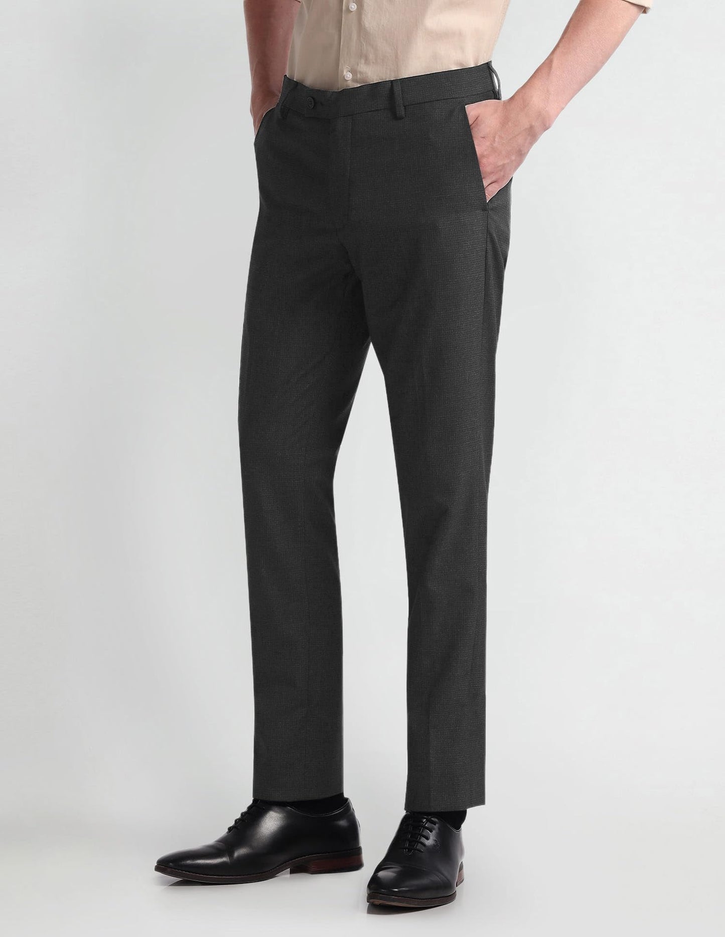 Arrow Men's Solid Polyester Formal Trouser