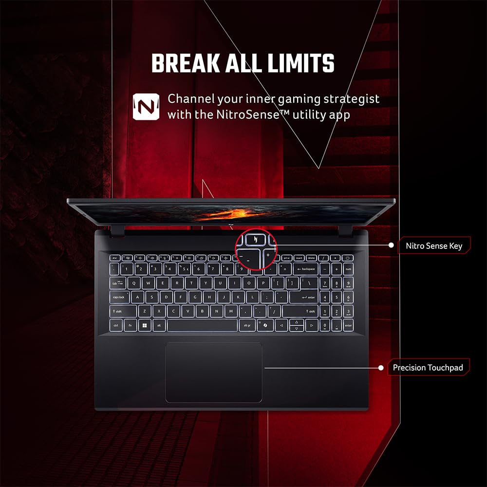 Acer NITRO V 15, AMD Ryzen 7-7735HS octa-core processor, NVIDIA GeForce RTX 4050- 6 GB GDDR6(16GB DDR5, 512GB)IPS FHD, 15.6"/ 39.62cm, 144Hz, Win 11 Home, Obsidian black, 2.1KG, ANV15-41 Gaming Laptop